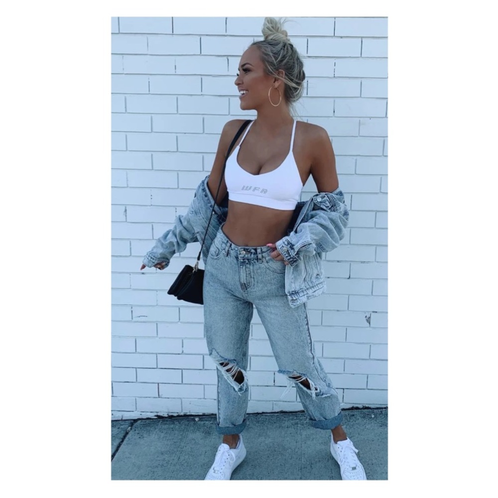 White Fox Hang In There Boyfriend Jeans